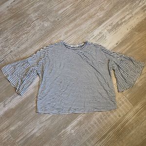 Striped Crop Bell Sleeve